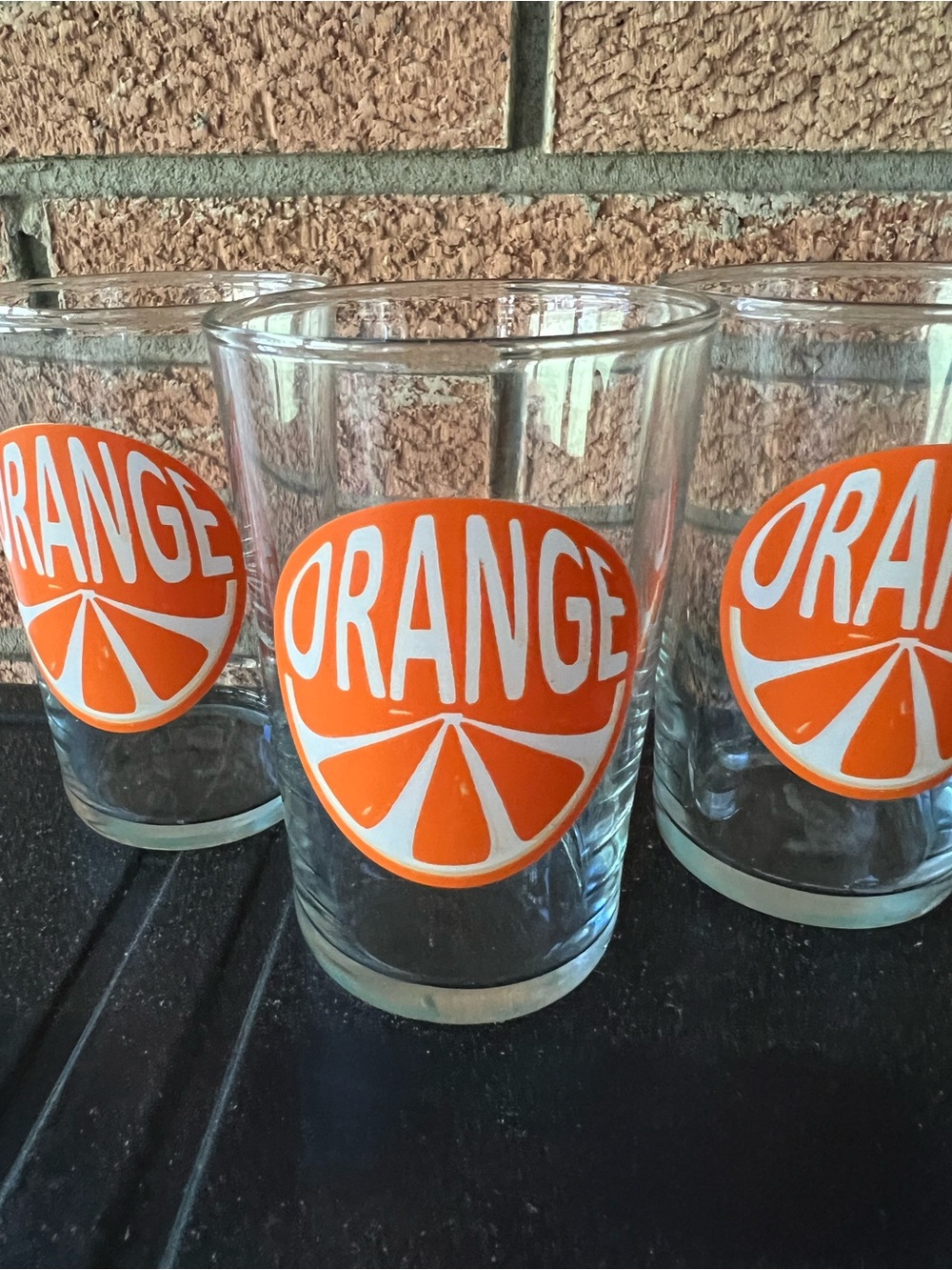Vintage 1970’s Set of 5 Luminarc Orange Juice Clear Glasses 6 oz